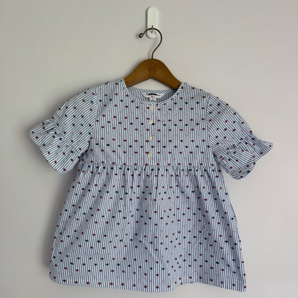 Brooks Brothers Other - NWOT Brooks Brothers Girls Top Size 8 Blue Striped Embroidered